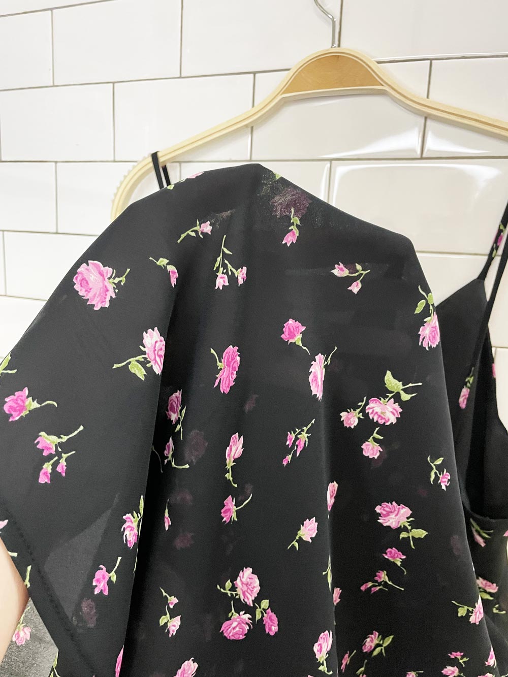 vintage 90s micro floral chiffon knee-length a-line dress