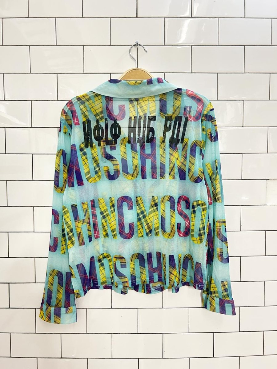 y2k letter art mesh shirt - good market thrift store