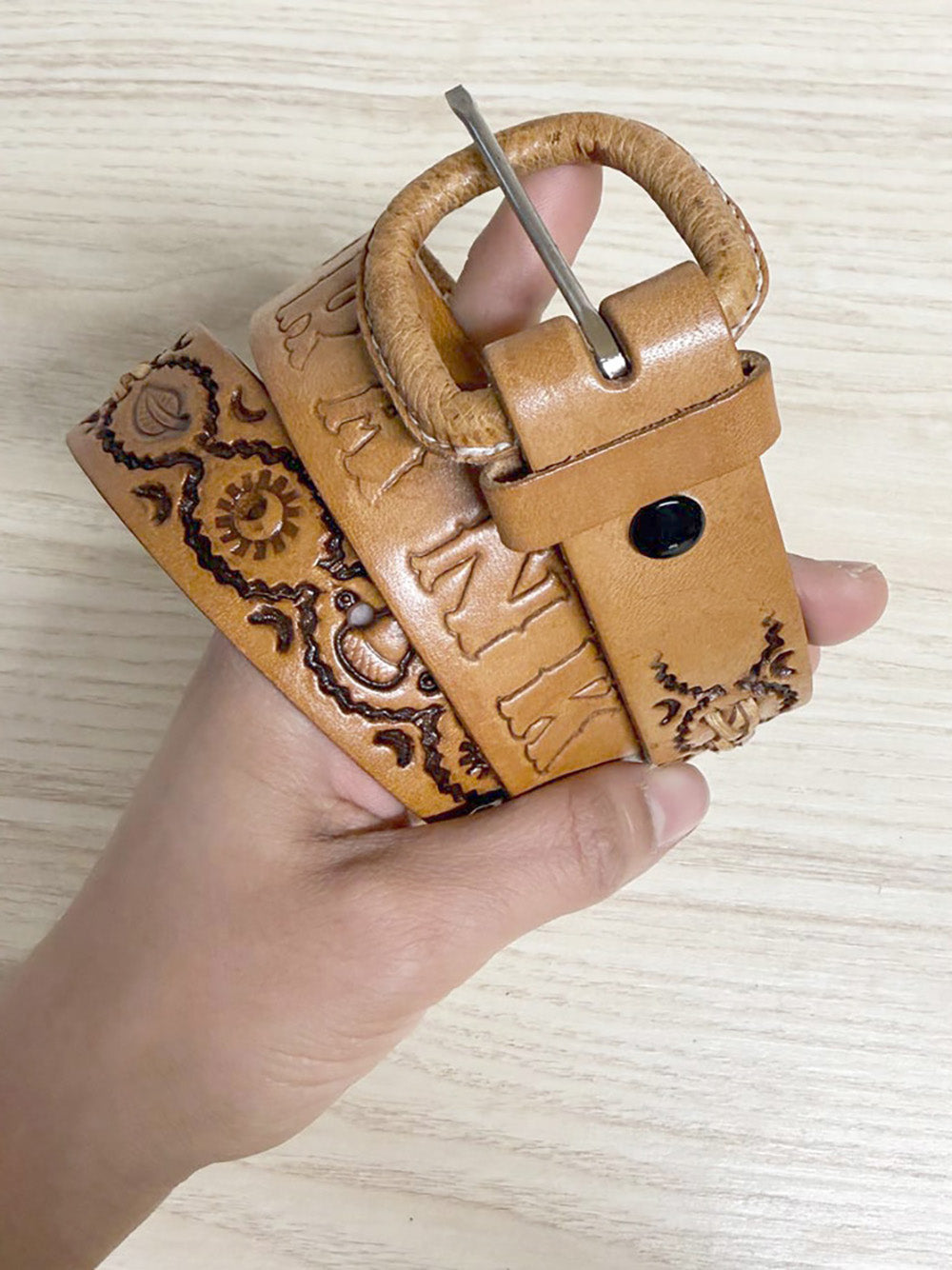 vintage frank tooled all-leather belt