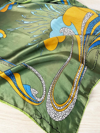 vintage janine foulard retro satin scarf | hand - rolled edge - good market thrift store