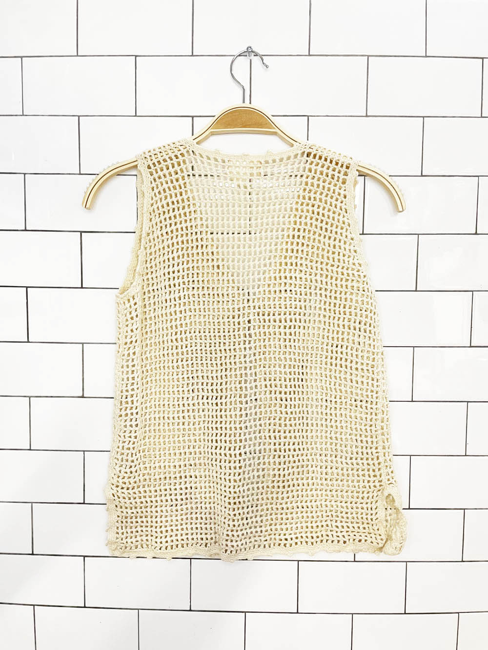 vintage 70s sun & moon boutique crochet knit vest top