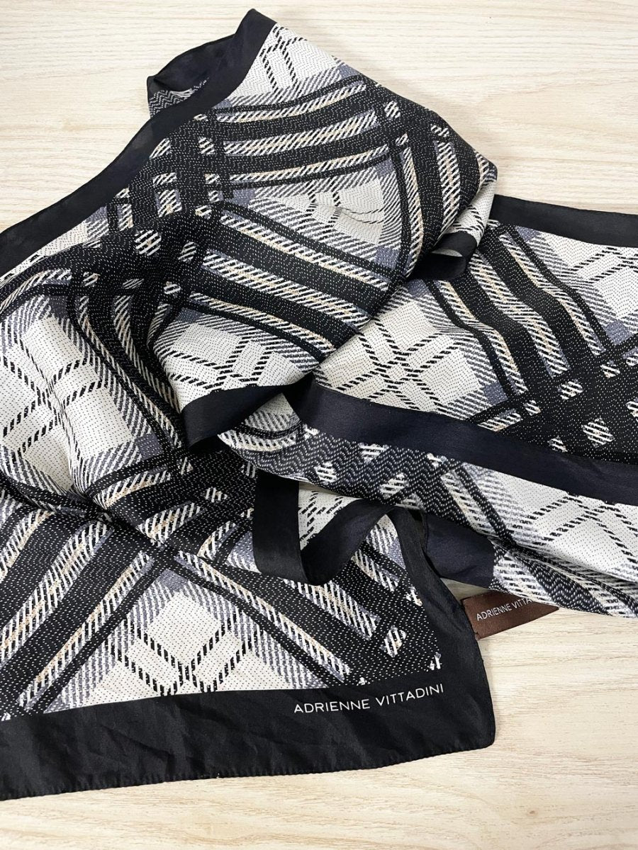 adrienne vittadini 100% silk plaid scarf - good market thrift store