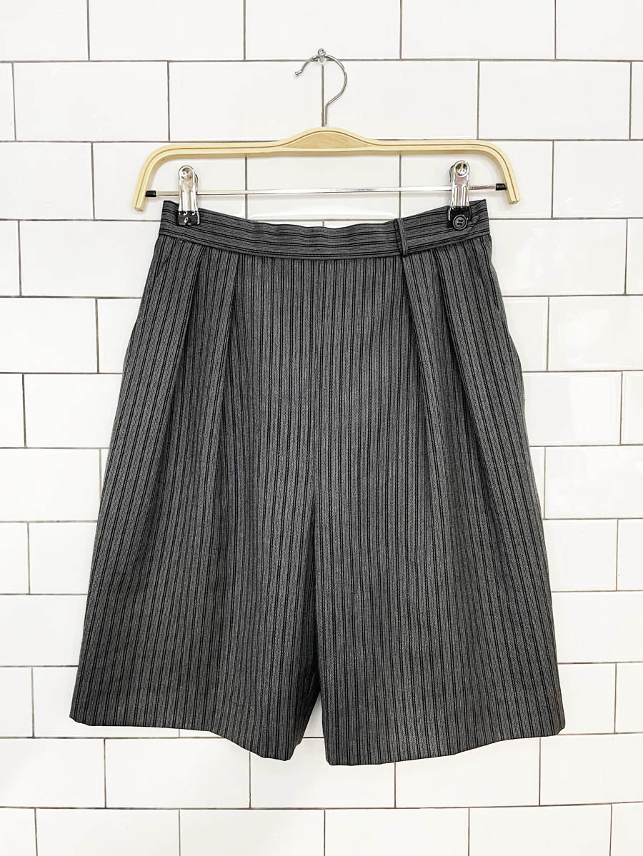 vintage 90s bill blass wool high rise pleated trouser shorts