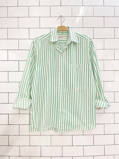 vintage philippe martin oversized green stripe shirt - good market thrift store