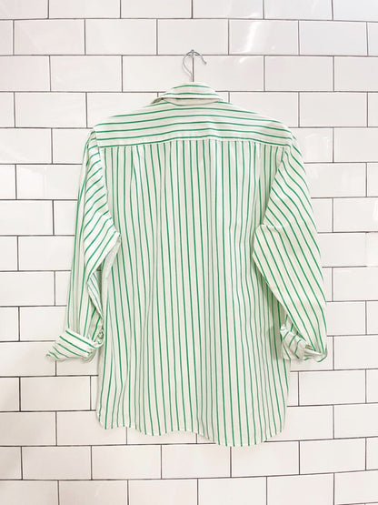 vintage philippe martin oversized green stripe shirt - good market thrift store