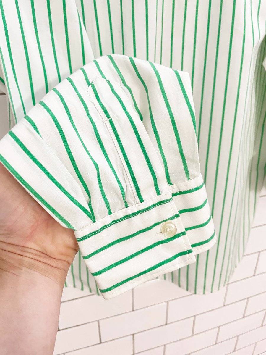 vintage philippe martin oversized green stripe shirt - good market thrift store