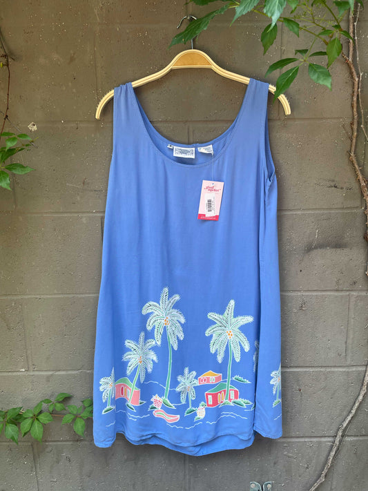 vintage 00s back east palm tree beach dress