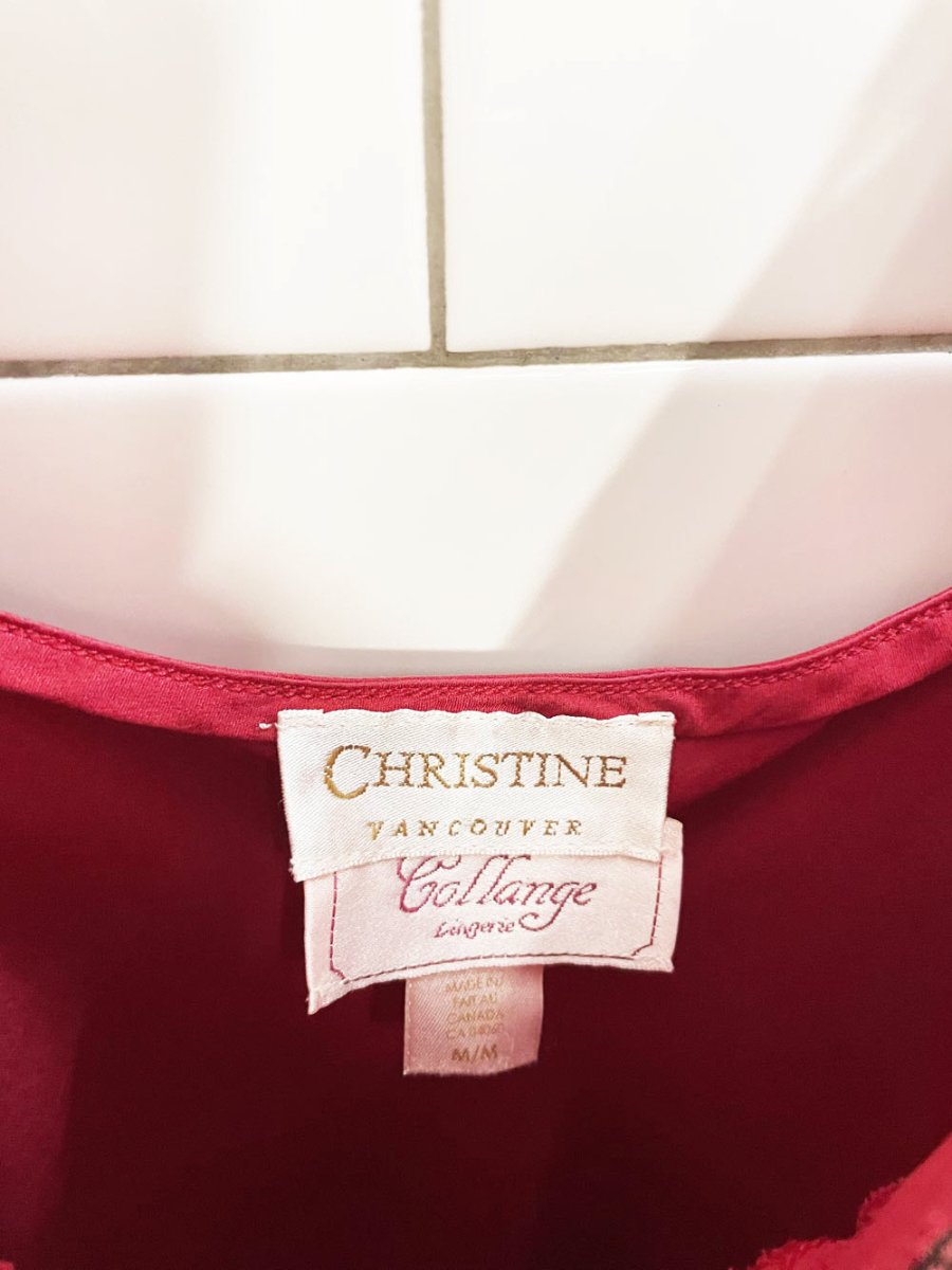 vintage 90s christine lingerie 100% silk lace trim slip dress - good market thrift store