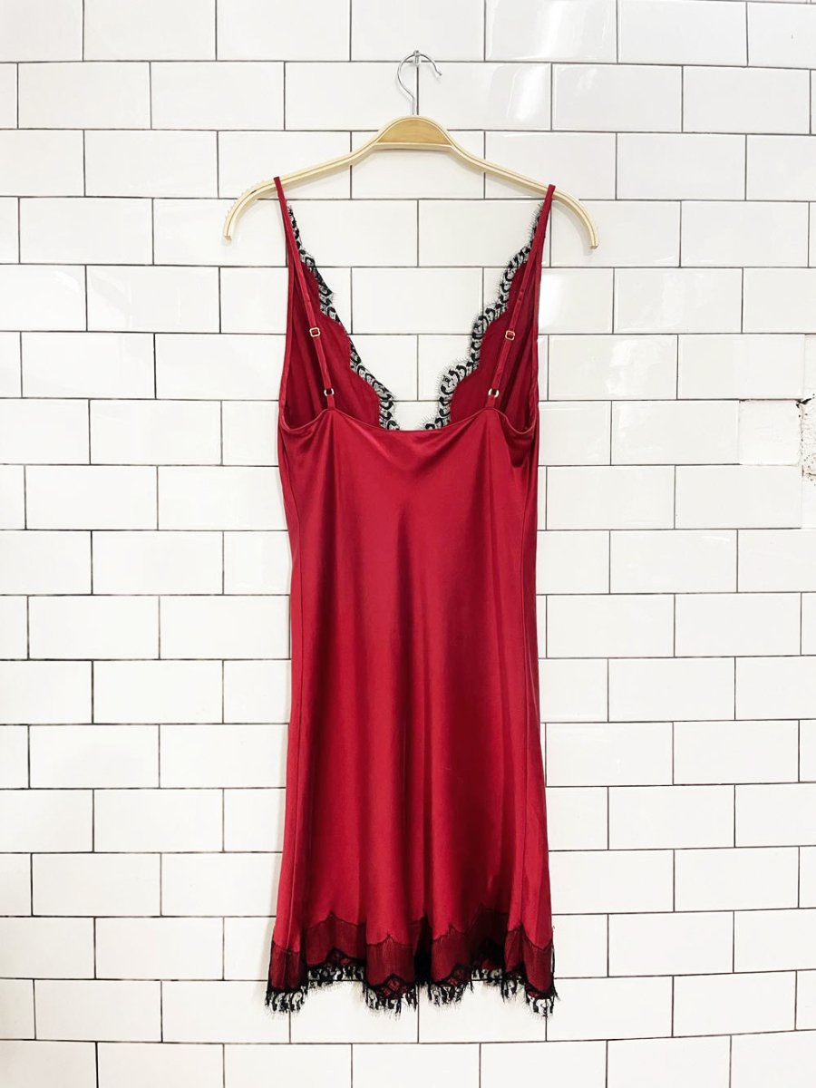 vintage 90s christine lingerie 100% silk lace trim slip dress - good market thrift store
