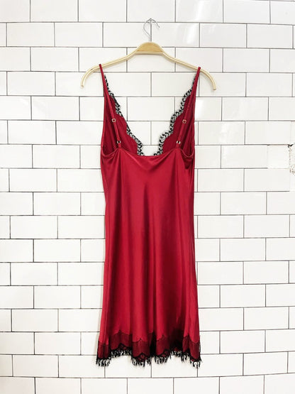vintage 90s christine lingerie 100% silk lace trim slip dress - good market thrift store