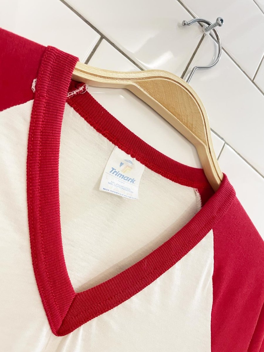 vintage 80s classy q's sharks ringer tee - good market thrift store