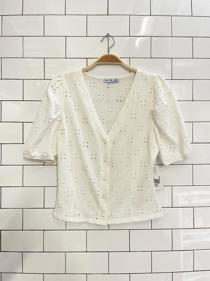 nwt venice love eyelet short sleeve blouse - good market thrift store