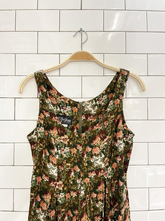 vintage 90s all that jazz floral wide leg jumpsuit | made in USA - good market thrift store