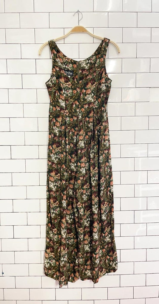 vintage 90s all that jazz floral wide leg jumpsuit | made in USA - good market thrift store