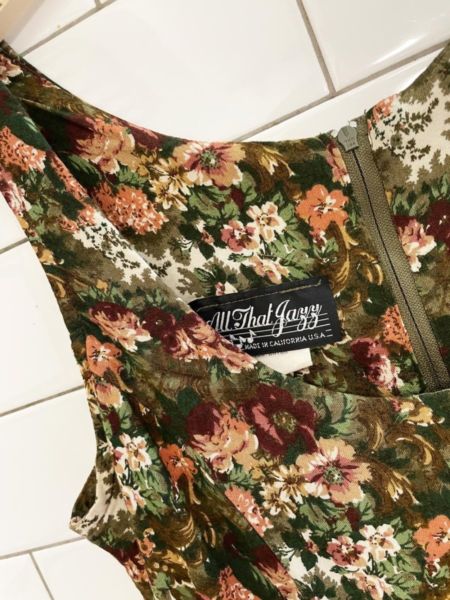 vintage 90s all that jazz floral wide leg jumpsuit | made in USA - good market thrift store