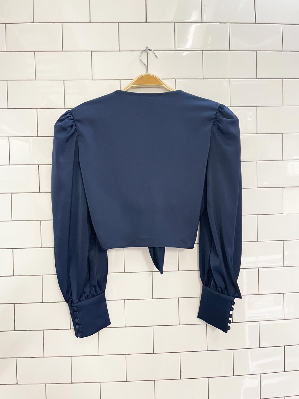 nwt wayf satin wrap blouse - good market thrift store