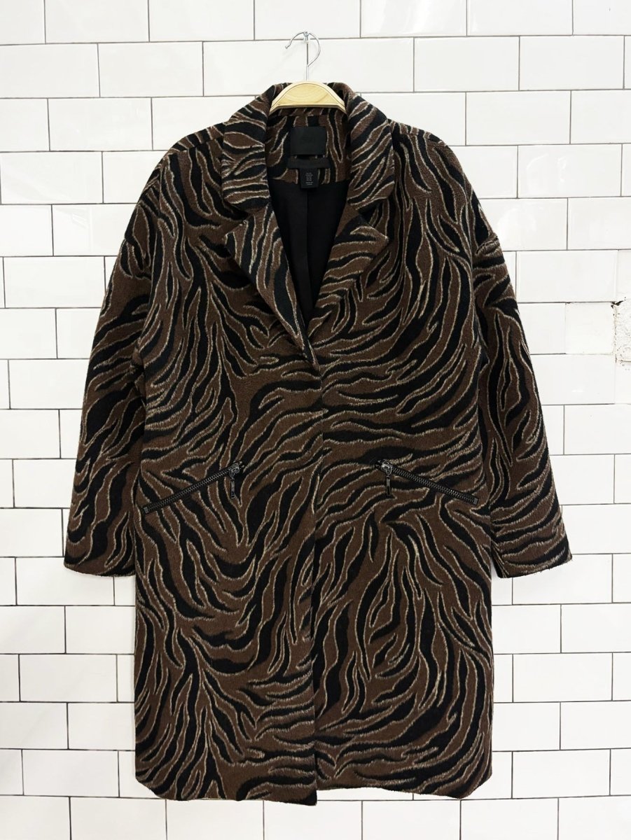 500 maison cinqcet wool blend tiger striped coat - good market thrift store
