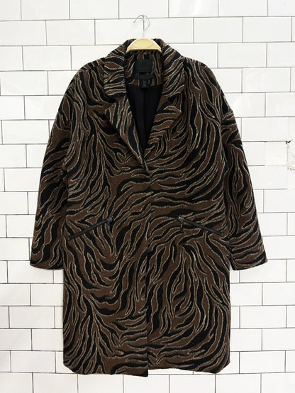 500 maison cinqcet wool blend tiger striped coat - good market thrift store