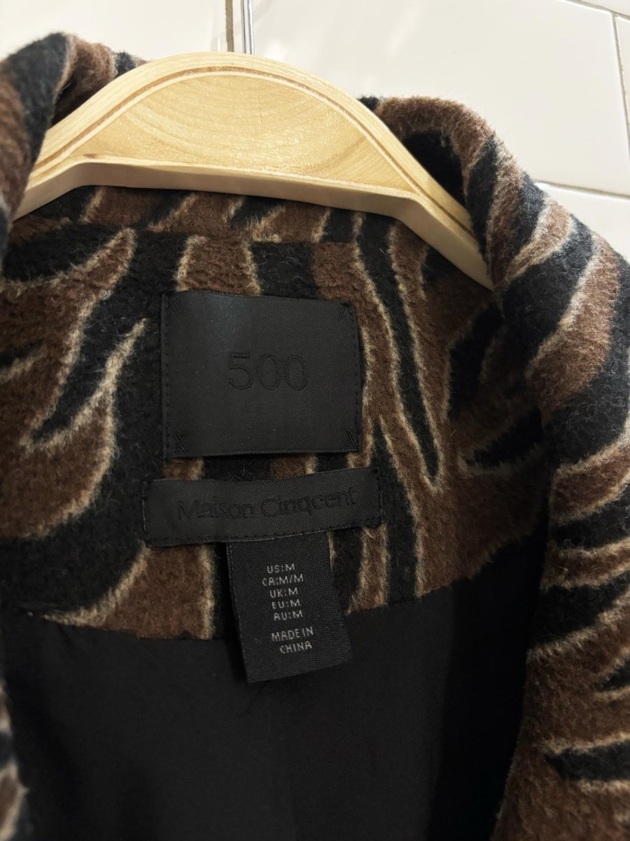 500 maison cinqcet wool blend tiger striped coat - good market thrift store