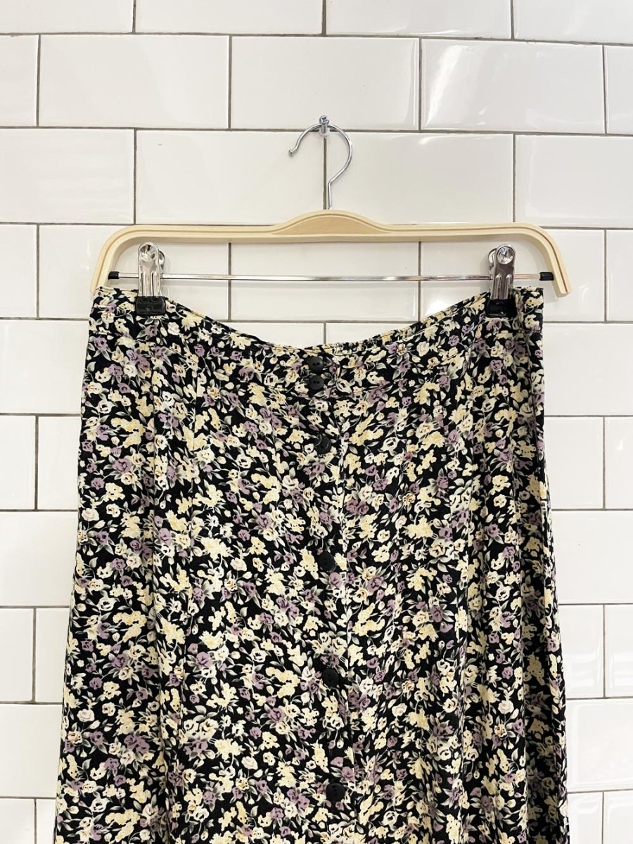 vintage 90s floral button midi skirt - good market thrift store