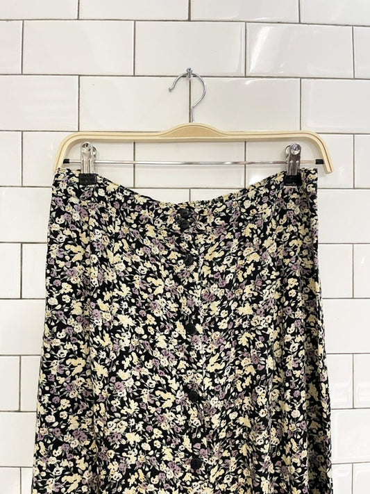 vintage 90s floral button midi skirt - good market thrift store