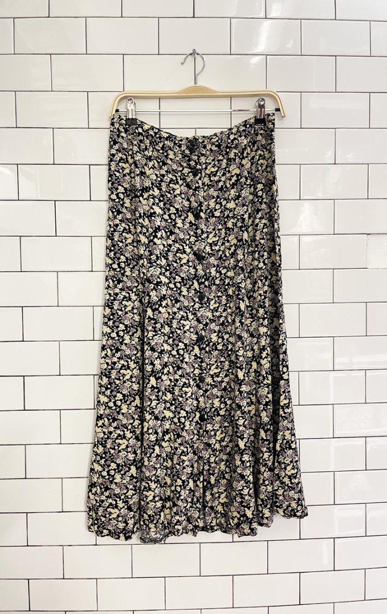 vintage 90s floral button midi skirt - good market thrift store