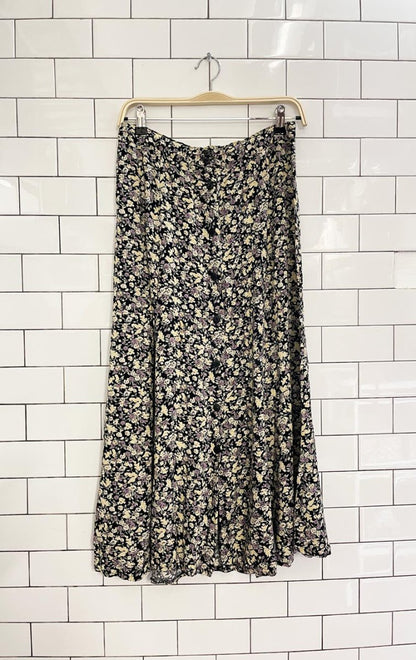 vintage 90s floral button midi skirt - good market thrift store