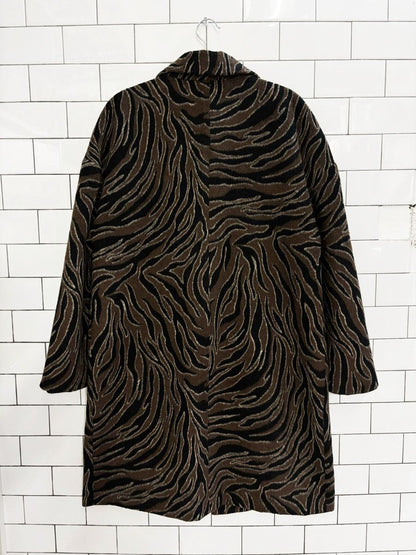 500 maison cinqcet wool blend tiger striped coat - good market thrift store
