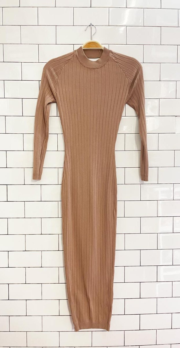 naked wardrobe open back knit long sleeve dress - good market thrift store
