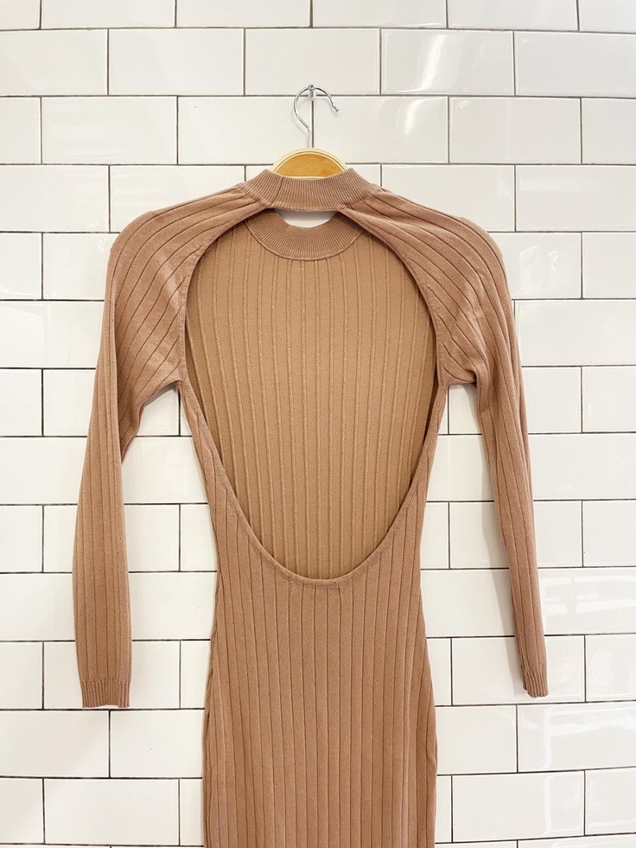naked wardrobe open back knit long sleeve dress - good market thrift store