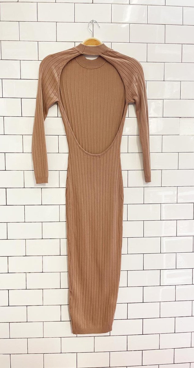 naked wardrobe open back knit long sleeve dress - good market thrift store