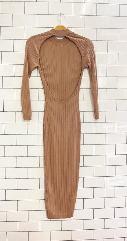 naked wardrobe open back knit long sleeve dress - good market thrift store