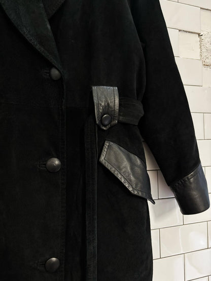 vintage danier leather + suede two tone belted trench coat - good market thrift store