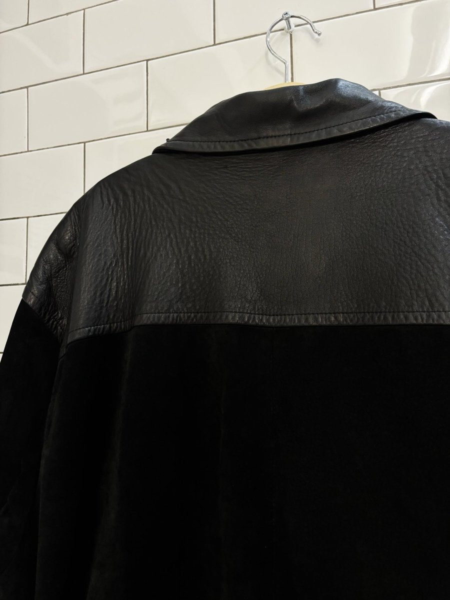 vintage danier leather + suede two tone belted trench coat - good market thrift store