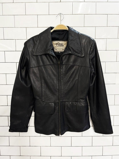 vintage 00s gruno & chardin butter leather minimal zip jacket - good market thrift store