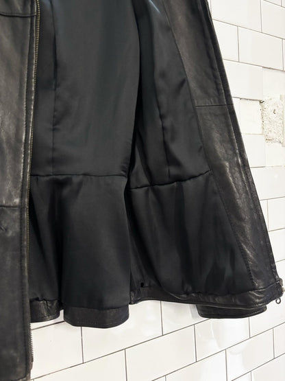 vintage 00s gruno & chardin butter leather minimal zip jacket - good market thrift store