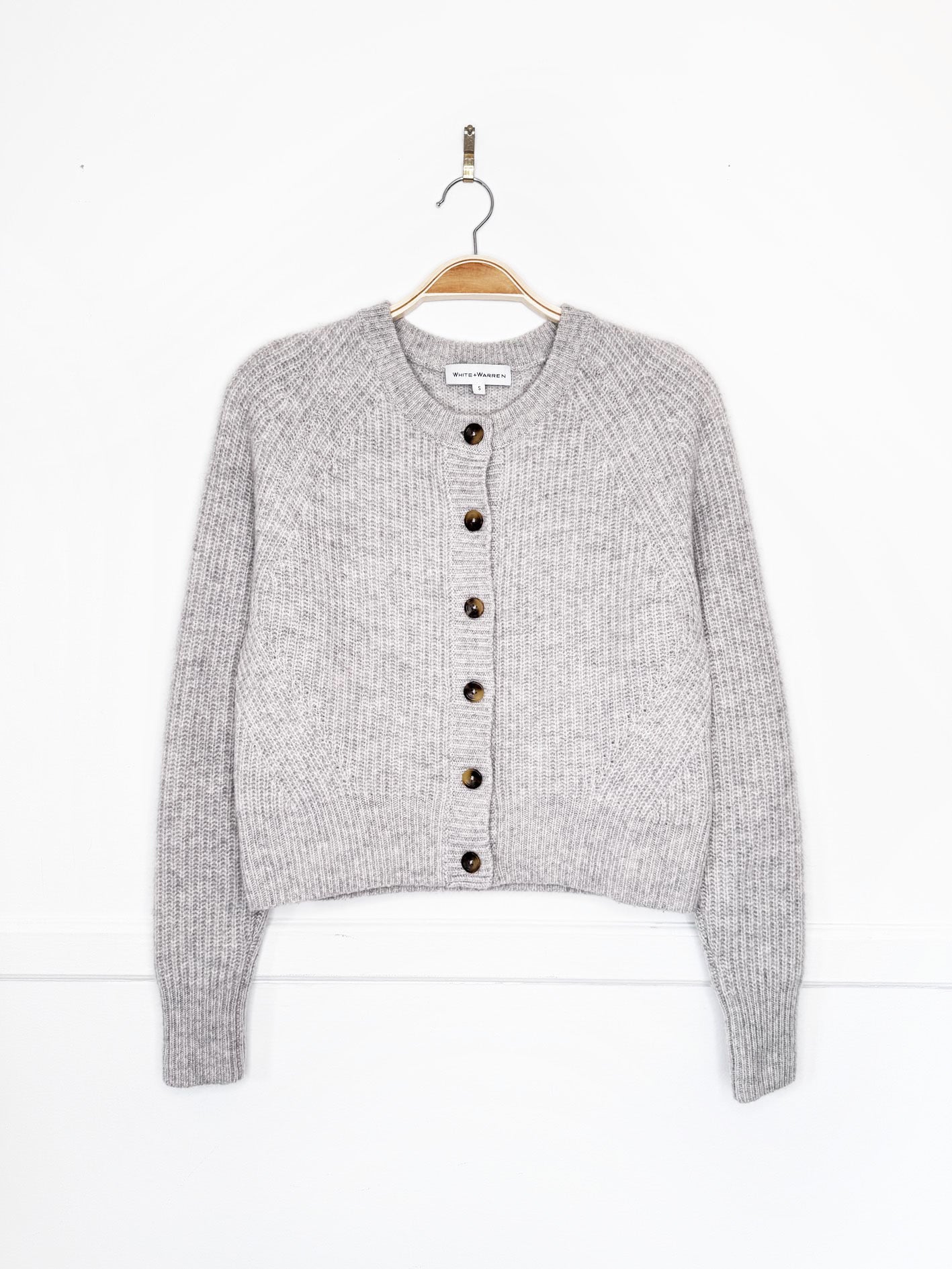 white + warren 100% cashmere ribbed cardigan