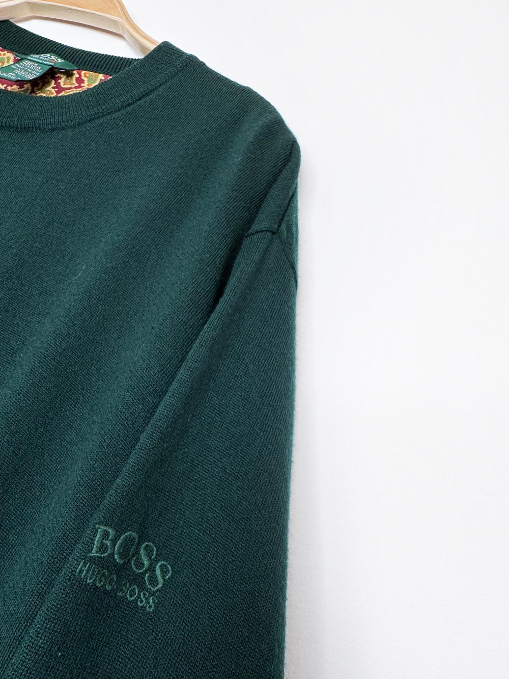 vintage hugo boss 100% merino wool layered knit sweater