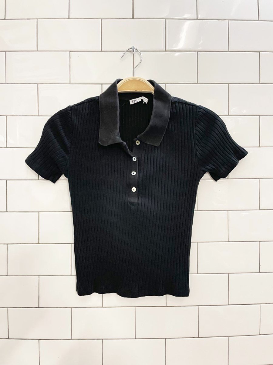 zara ribbed polo shirt - good market thrift store