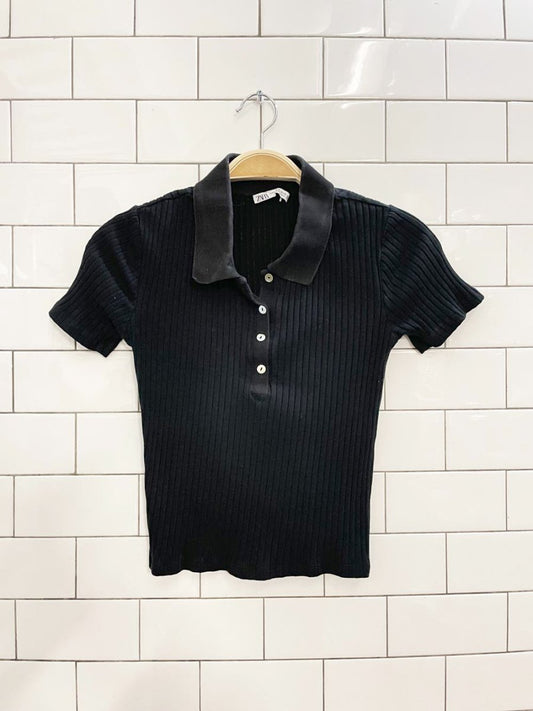 zara ribbed polo shirt - good market thrift store