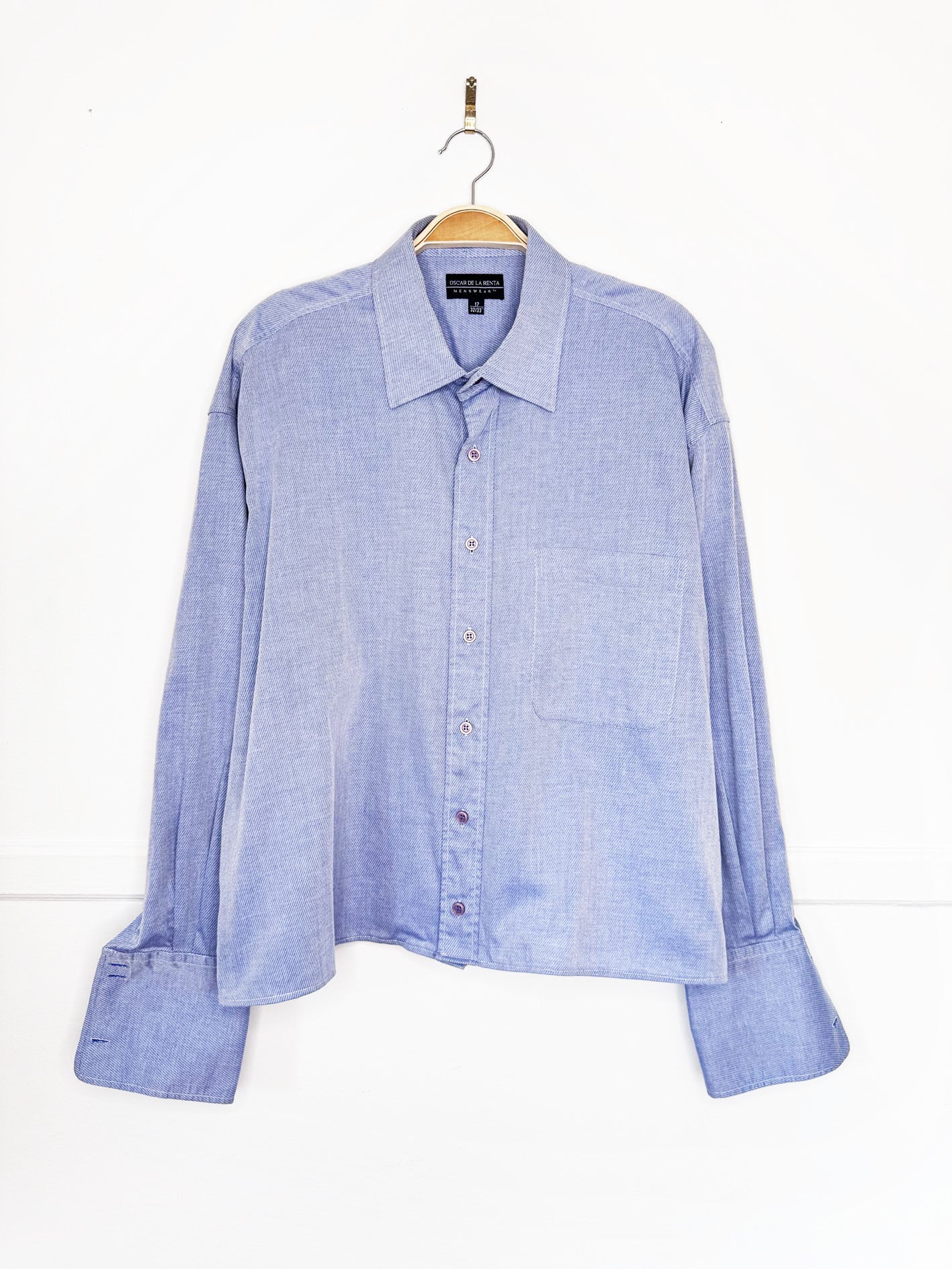 vintage oscar de la renta cropped french cuff full button shirt