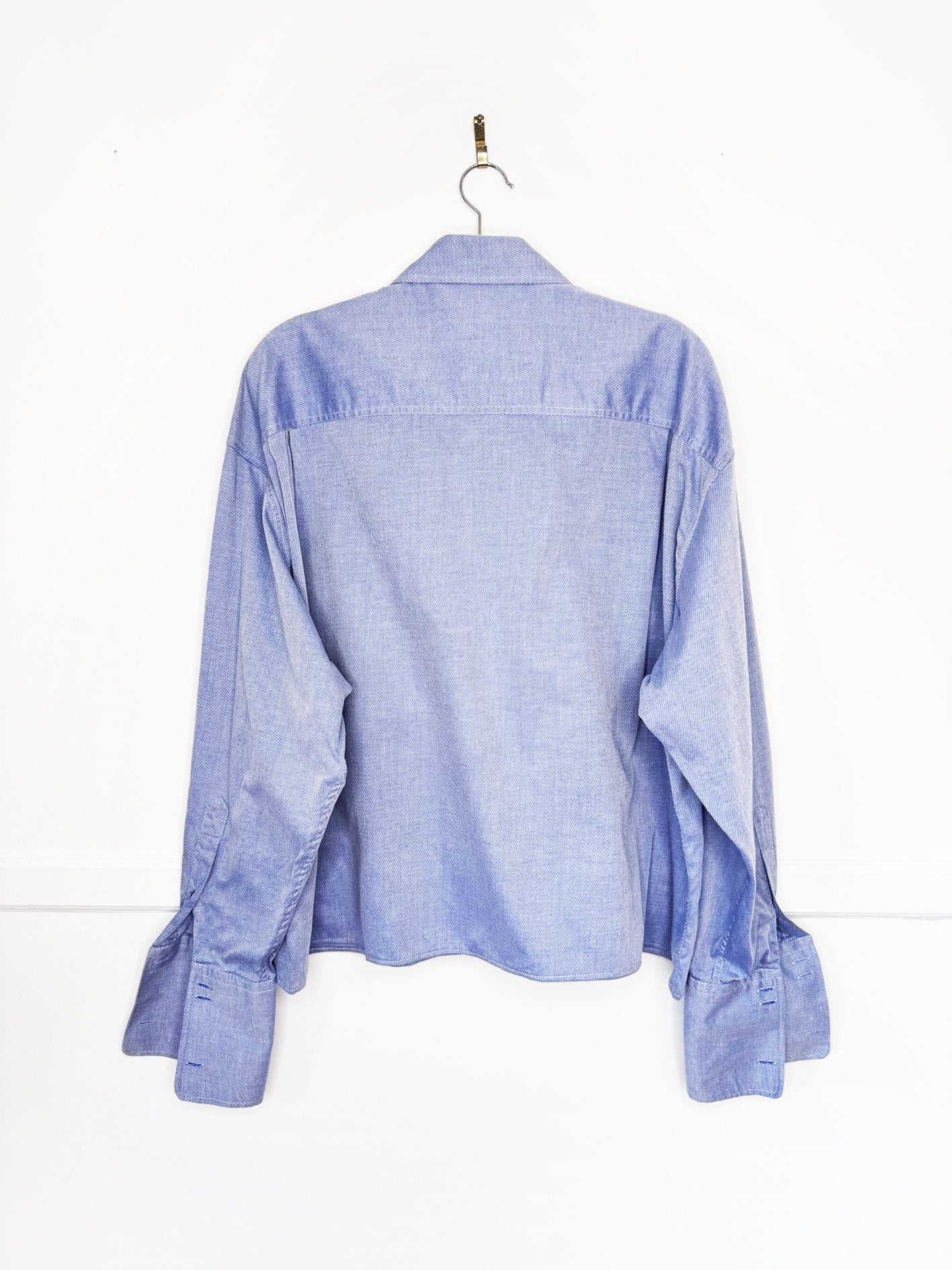 vintage oscar de la renta cropped french cuff full button shirt