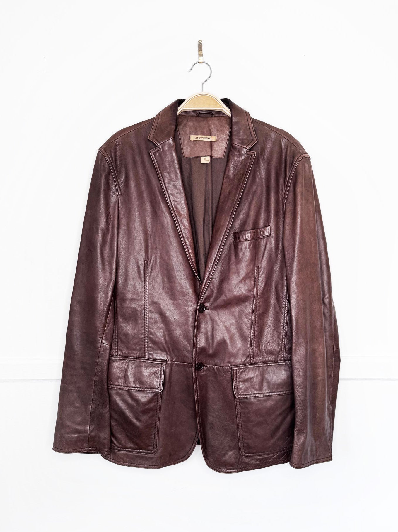 john varvatos butter leather relaxed blazer | lambskin