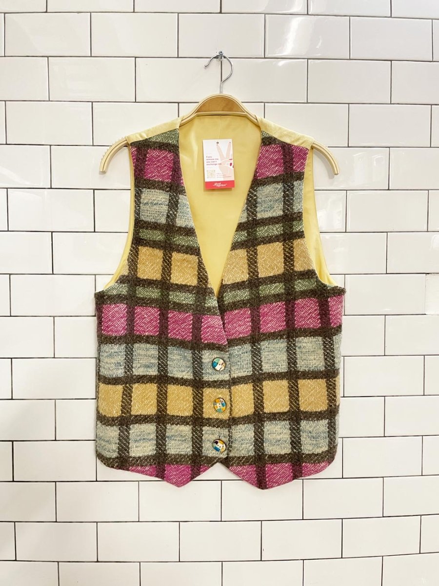 vintage hand - woven handmade plaid vest - good market thrift store