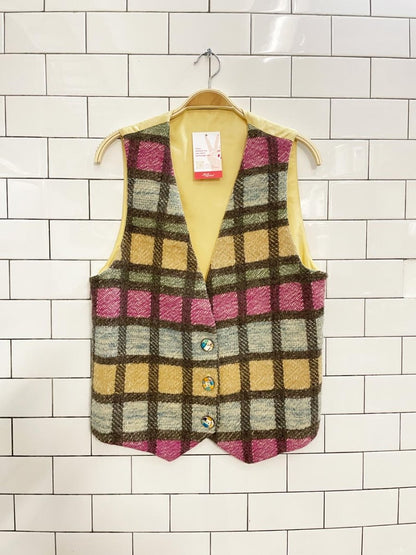 vintage hand - woven handmade plaid vest - good market thrift store