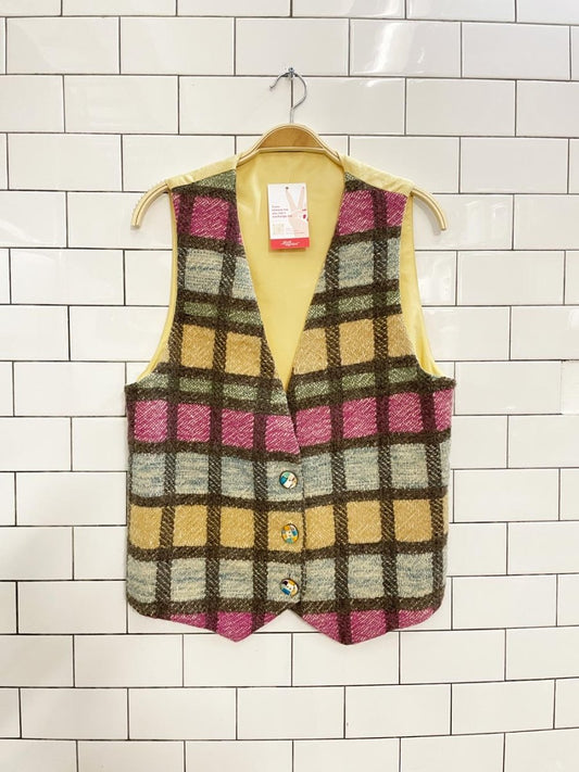 vintage hand - woven handmade plaid vest - good market thrift store