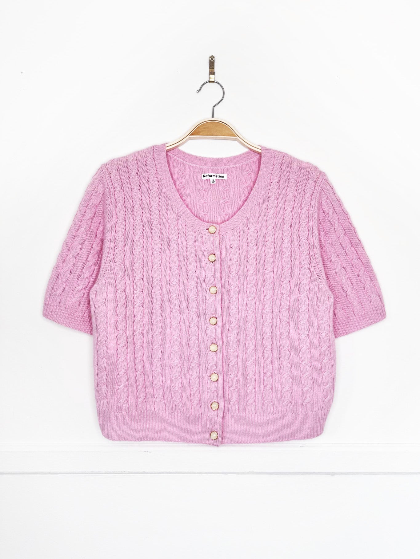 reformation claire 100% cashmere cable knit cardigan sweater