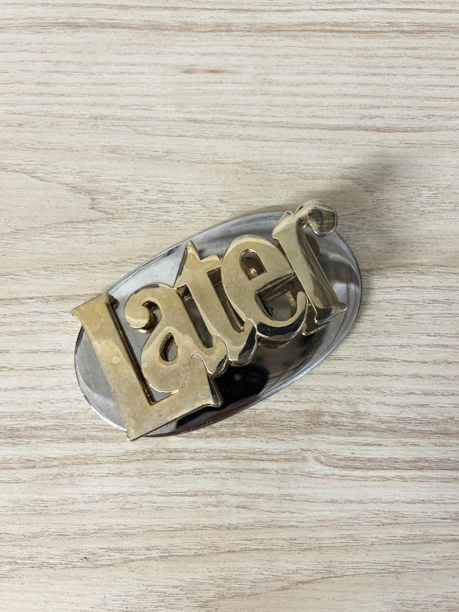 vintage brass later paper weight giant clip - good market thrift store