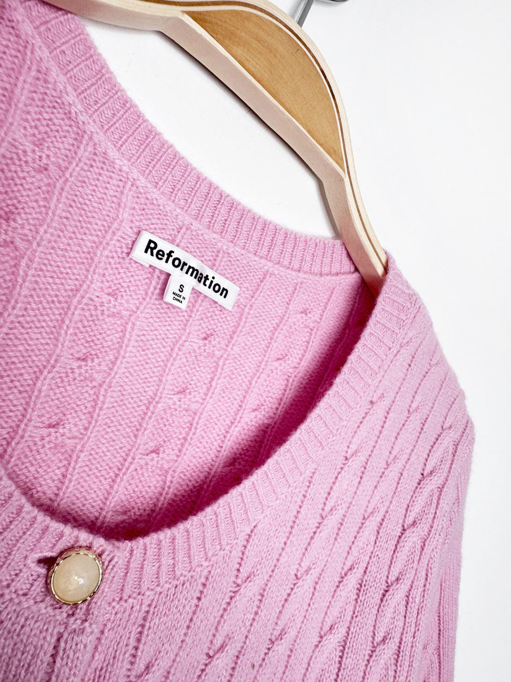 reformation claire 100% cashmere cable knit cardigan sweater