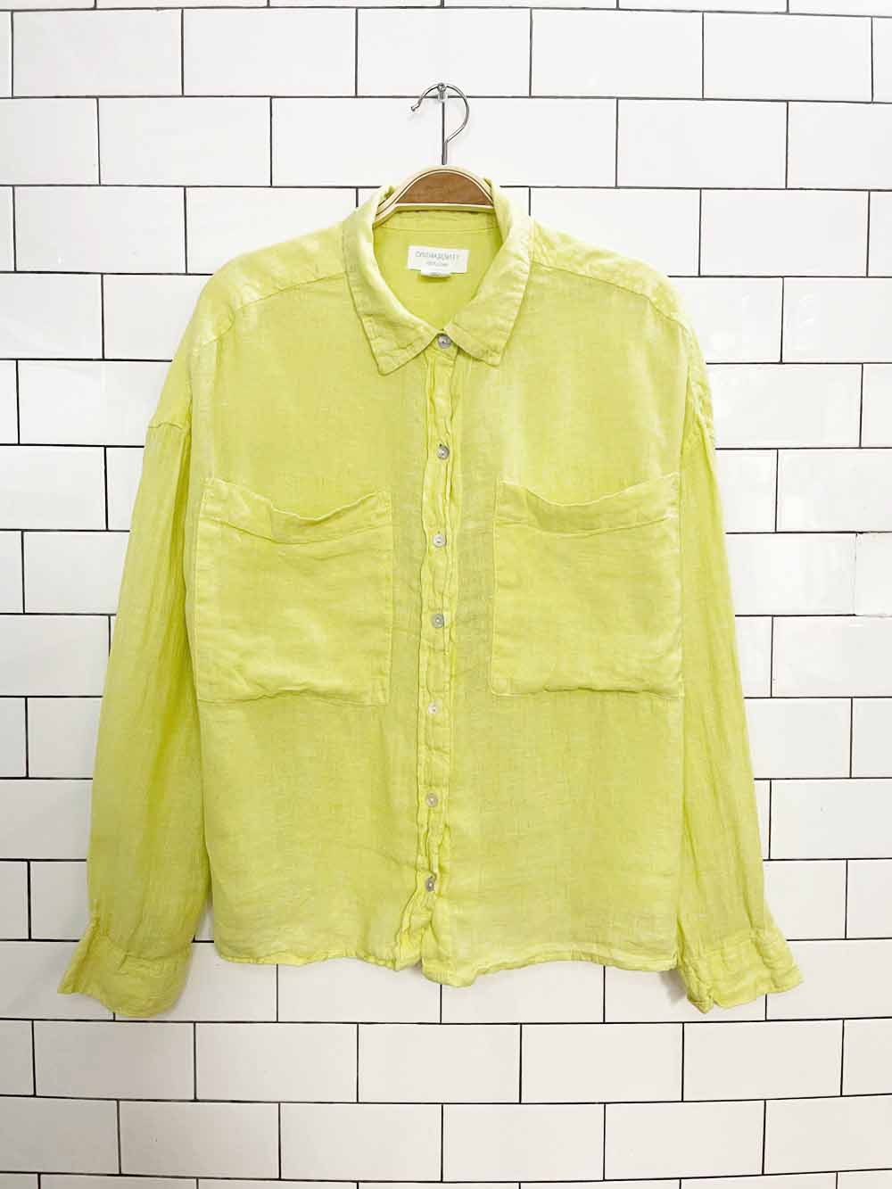 cynthia rowley 100% linen boxy full button shirt | made in india